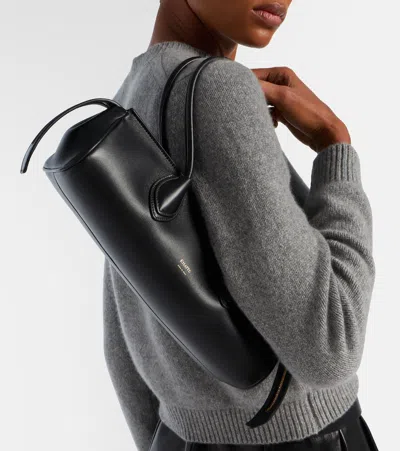 Khaite Donna Tubular Leather Shoulder Bag In Black