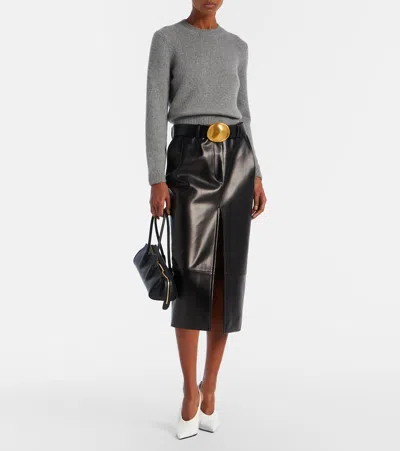 Khaite Donna Tubular Leather Shoulder Bag In Black