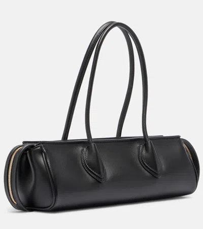 Khaite Donna Tubular Leather Shoulder Bag In Black