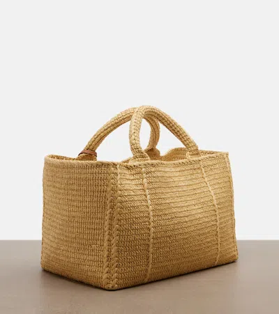Prada Medium Raffia-effect Shopper In Sand