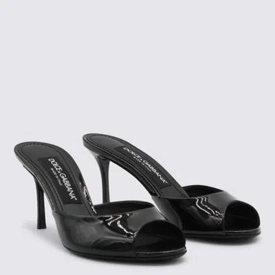 Dolce & Gabbana 75mm Vernice Patent Leather Mule Sandals In Black