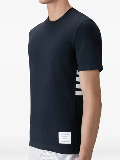 Thom Browne Navy Blue Logo Patch T-shirt In Blue
