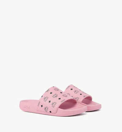 Mcm Monogram Print Rubber Slides In Animal Print