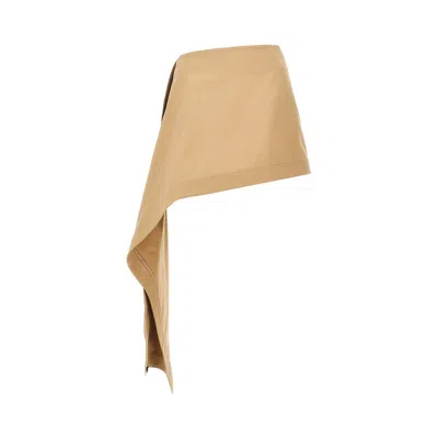Loewe Womens Beige Draped-side Asymmetric-hem Cotton-blend Mini Skirt In Multi