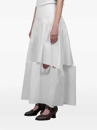 Séfr 티어드 컷아웃 스커트 In White