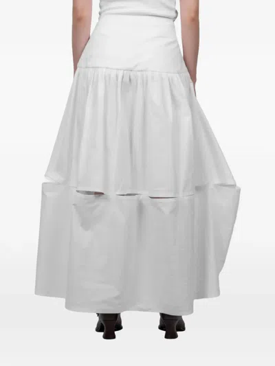 Séfr 티어드 컷아웃 스커트 In White