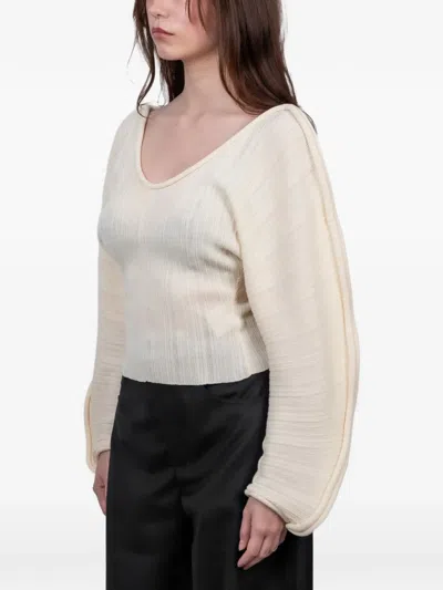 Séfr V넥 긴소매 탑 In Neutral
