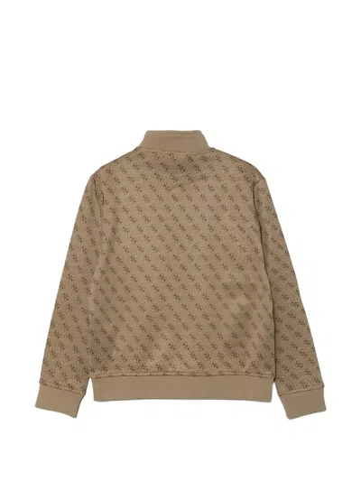 Guess Monogram Zip-up Jacket In Neutral