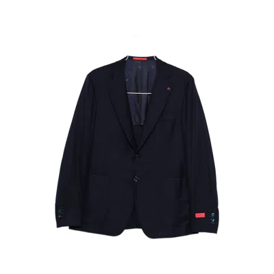 Isaia Buttoned-front Suit In Blue