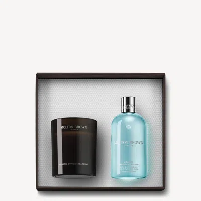 Molton Brown Coastal Cypress & Sea Fennel Signature Candle & Bath & Shower Gel Gift Set In Multi