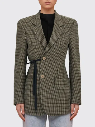 Balenciaga Tailored Wrap Jacket With Checkered Design For Women In Green