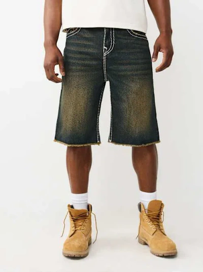 True Religion Mikey Super T Flap Denim Shorts In Dark Wash