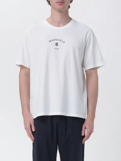 Mm6 Maison Margiela Logo Cotton Crew Neck Short Sleeve T-shirt In White