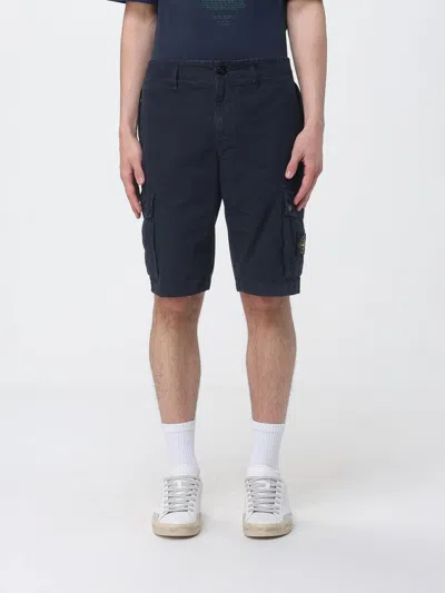 Stone Island Old Effect Cotton Cargo Bermuda Shorts Clothing In Blue