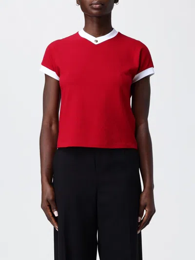Versace Cotton V Neck Top Short Sleeves Buttons In Multi
