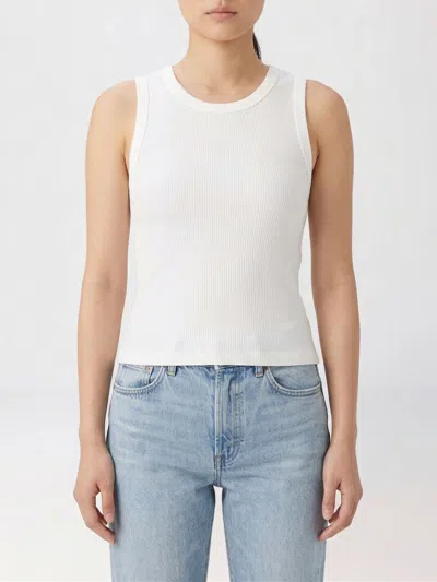 Agolde Poppy Cotton-blend Cropped Tank Top In White