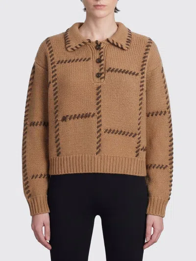 Frame Wool Blend Oversize Sweater Ribbed Cuffs Hem In Brown