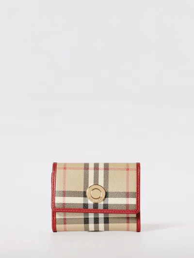 Burberry Mini Foldover Leather Wallet With Multiple Compartments In Brown