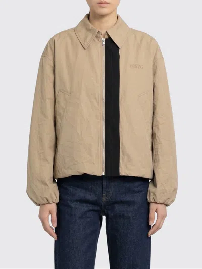 Loewe Polyester Jacket Long Sleeves Collared Front Pockets In Brown