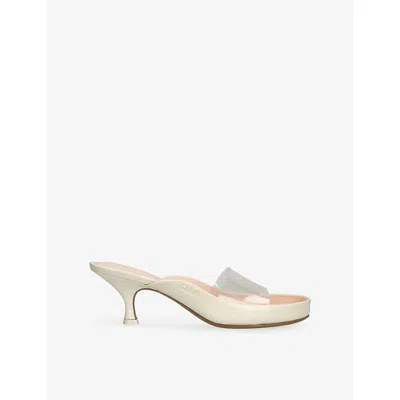 Chloé Womens Chloe Junie Leather And Pvc Heeled Sandals In White