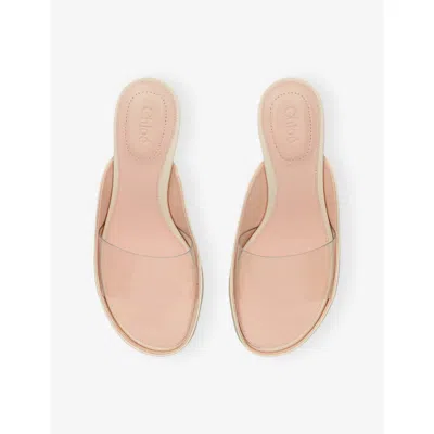 Chloé Womens Chloe Junie Leather And Pvc Heeled Sandals In White