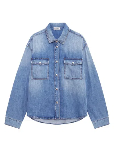 Anine Bing Womens Baltic Blue Paxton Oversized Denim Shirt
