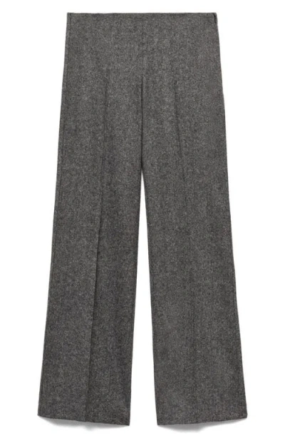 Mango Marbled Wool-blend Suit Pants In Black