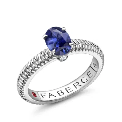 Fabergé 18kt White Gold Colours Of Love Sapphire Fluted Ring In Blue