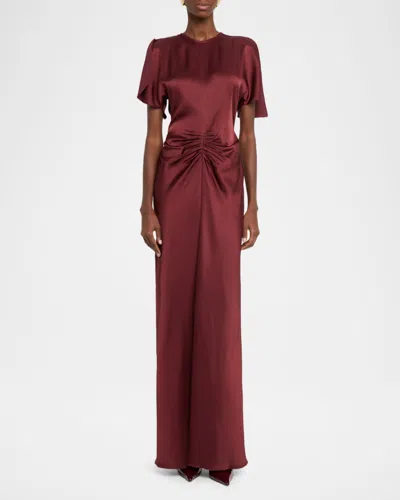Victoria Beckham Womens Cinnabar Red Isabella Satin Gown In Burgundy