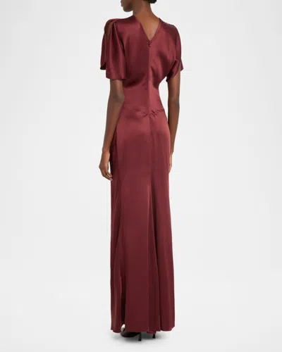 Victoria Beckham Womens Cinnabar Red Isabella Satin Gown In Burgundy