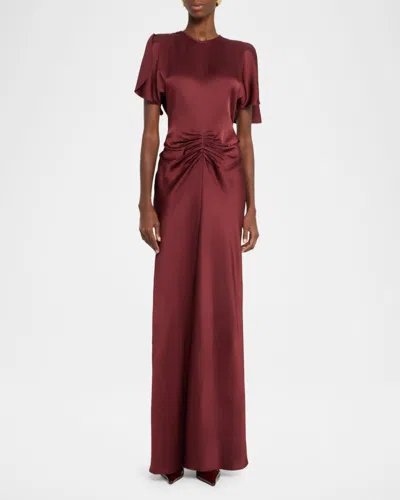 Victoria Beckham Womens Cinnabar Red Isabella Satin Gown In Burgundy