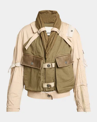 Isabel Marant Julissa Leather-trimmed Organic Cotton Jacket In Multi