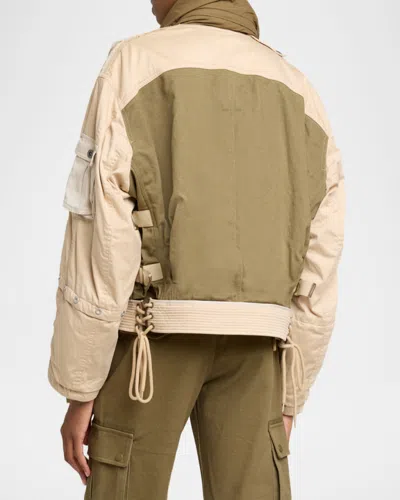 Isabel Marant Julissa Leather-trimmed Organic Cotton Jacket In Multi