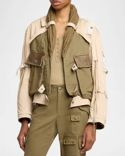 Isabel Marant Julissa Leather-trimmed Organic Cotton Jacket In Multi