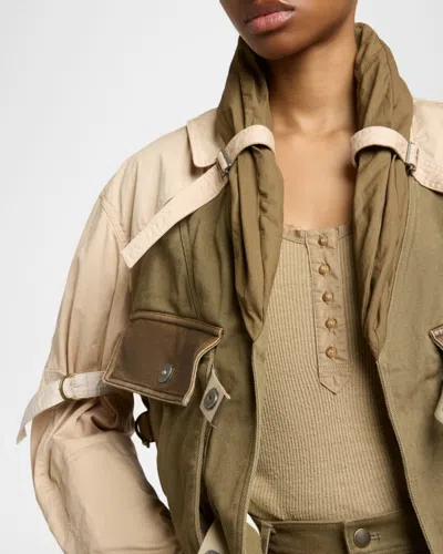 Isabel Marant Julissa Leather-trimmed Organic Cotton Jacket In Multi