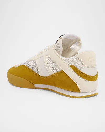 Chloé Kick Mixed Leather Retro Low-top Sneakers In Multi