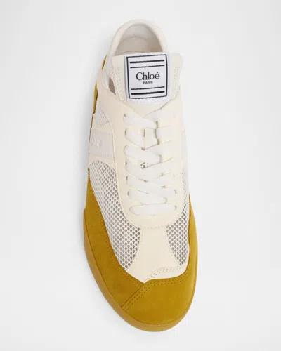 Chloé Kick Mixed Leather Retro Low-top Sneakers In Multi