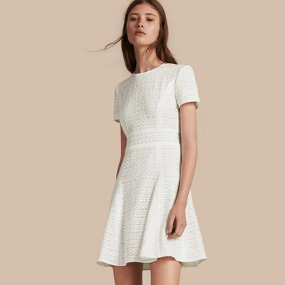 Burberry English Lace A-line Dress In White