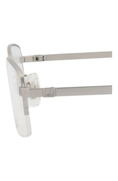 Dunhill 53mm Half Rim Rectangular Optical Glasses In Metallic