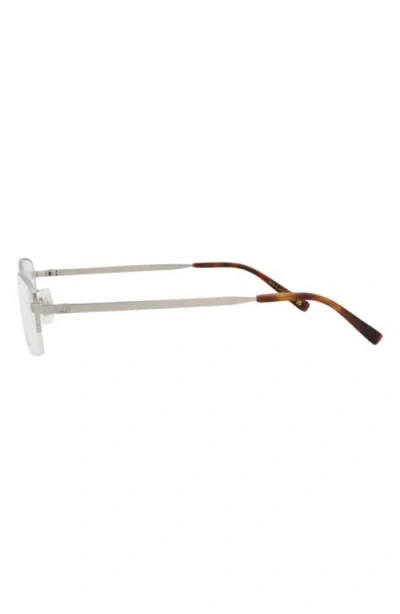 Dunhill 53mm Half Rim Rectangular Optical Glasses In Metallic