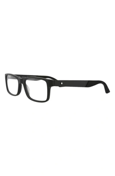 Montblanc 56mm Rectangular Optical Glasses In Black
