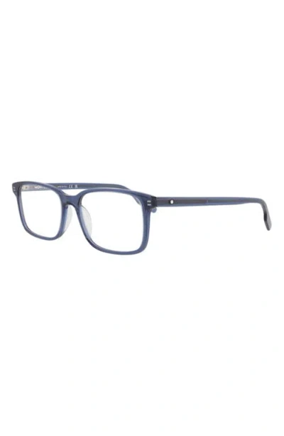 Montblanc 54mm Rectangular Optical Glasses In Blue