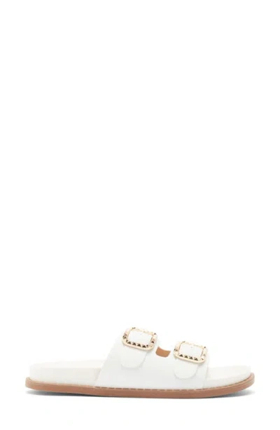 Top Moda Sailor Double Strap Slide Sandal In White