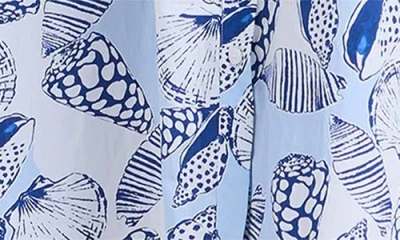Robert Graham Sadie Shell Print Cap Sleeve Cotton Shirtdress In Blue