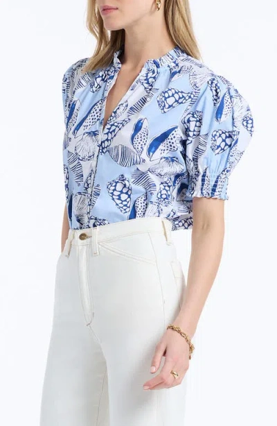 Robert Graham Mila Short Sleeve Woven Shirt In Blue