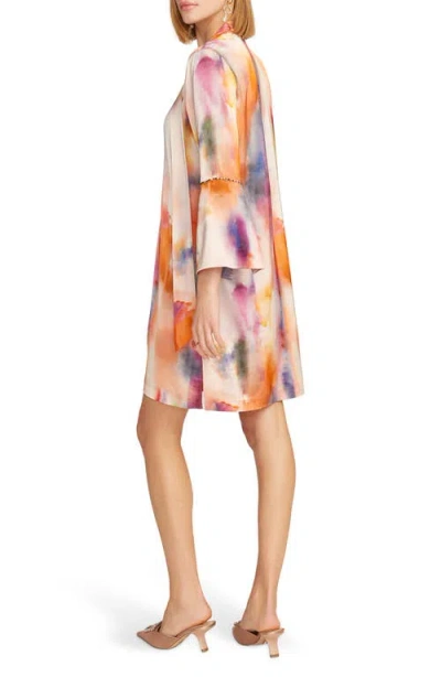 Robert Graham Brenna Tie Neck Long Sleeve Shift Dress In Multi