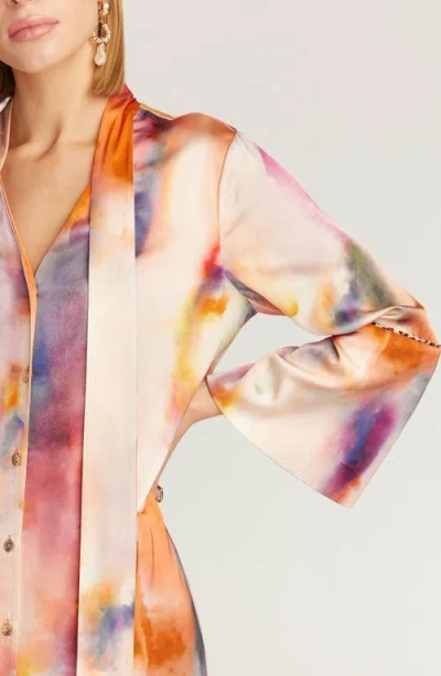 Robert Graham Brenna Tie Neck Long Sleeve Shift Dress In Multi