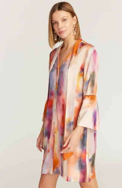 Robert Graham Brenna Tie Neck Long Sleeve Shift Dress In Multi