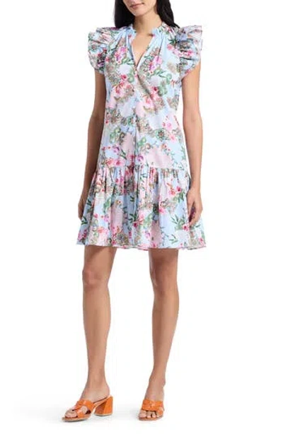 Robert Graham Savannah Floral Paisley Cap Sleeve Shift Dress In Blue