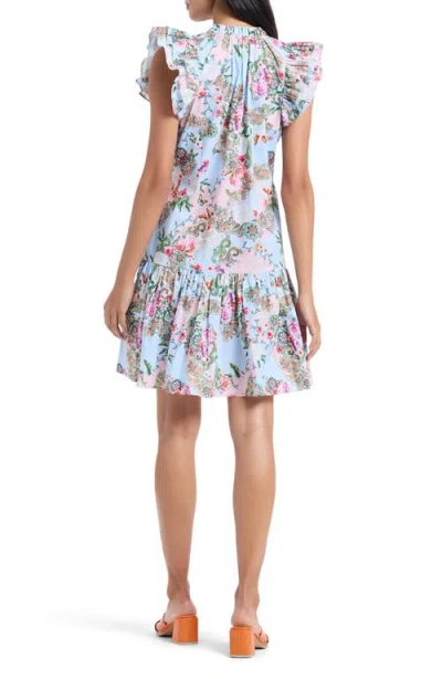 Robert Graham Savannah Floral Paisley Cap Sleeve Shift Dress In Blue